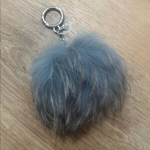 MK Michael Kors Pom Pom Keyring Keychain Key Fob Smoke Blue